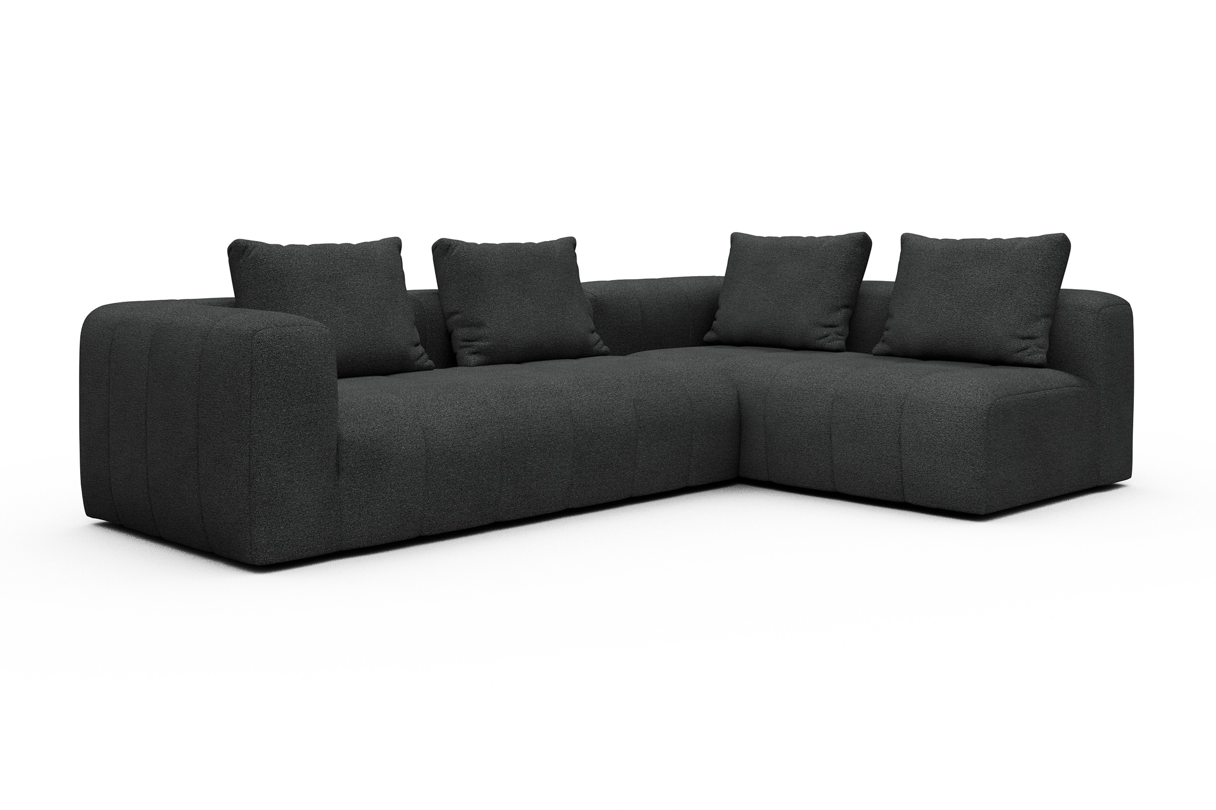 Ecksofa Hugo 2x 2,5-Sitzer Armlehne links Boucle-Charcoal