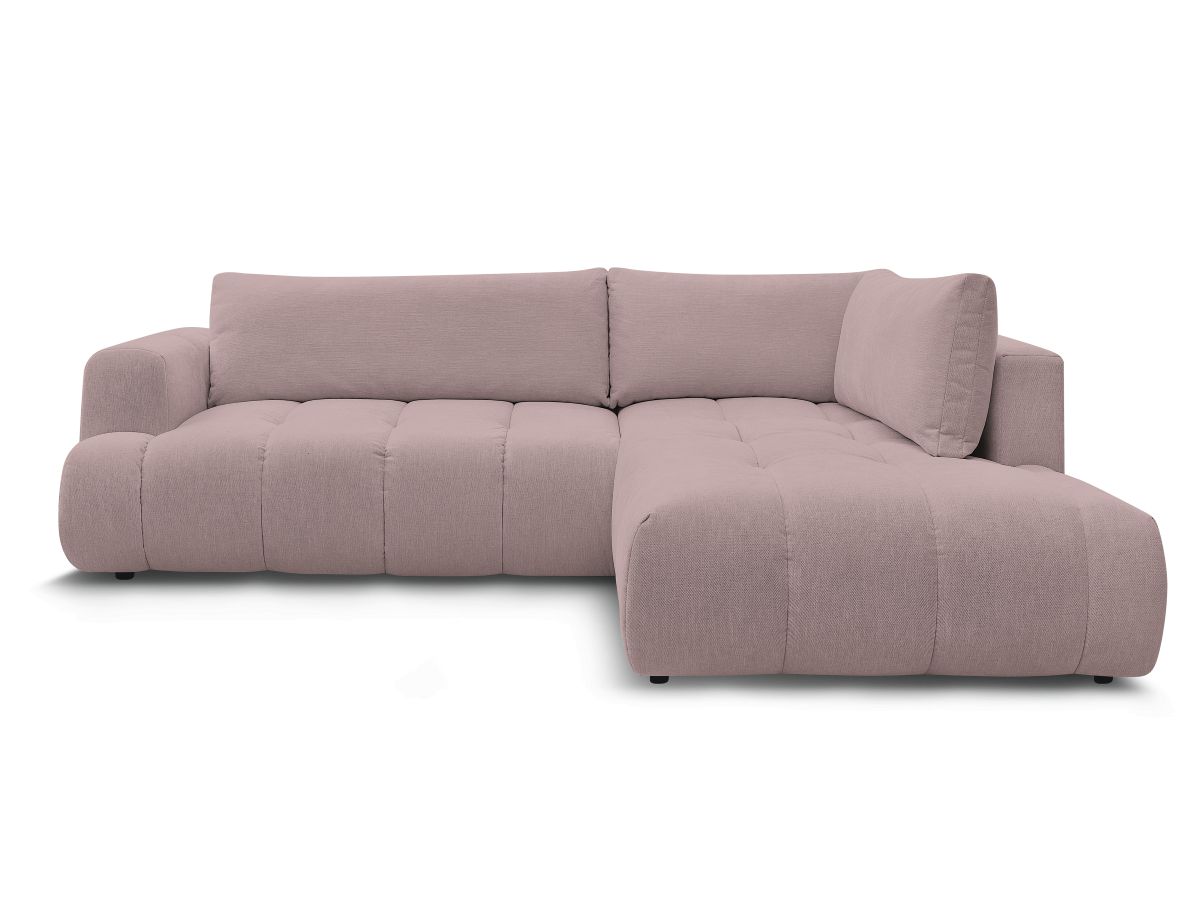 Bobochic Fuji Ecksofa mit Schlaffunktion und Bettkasten 282 × 204 cm Stoff Rosa Ecke rechts