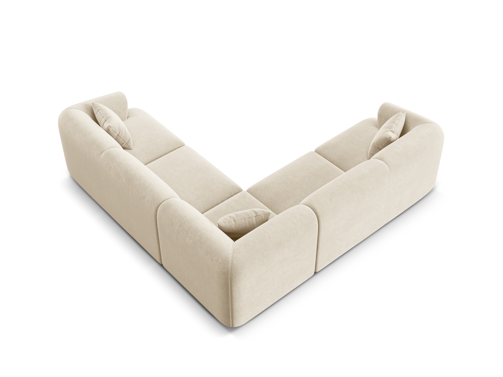 Cosmopolitan Design Symmetrisches Ecksofa Campi 6-Sitzer Samt Vogue Helles Beige