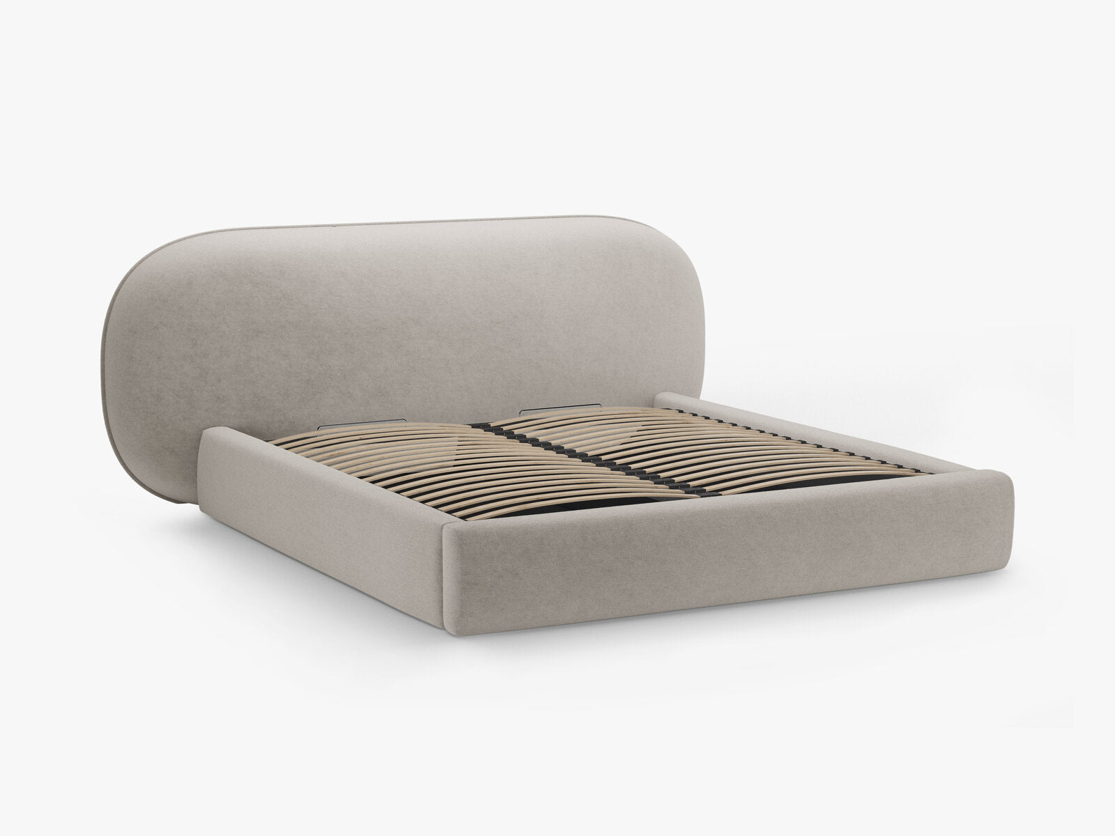 Micadoni Stauraumbett mit Kopfteil Ovalo Chenille Perfect Harmony Beige 140x200