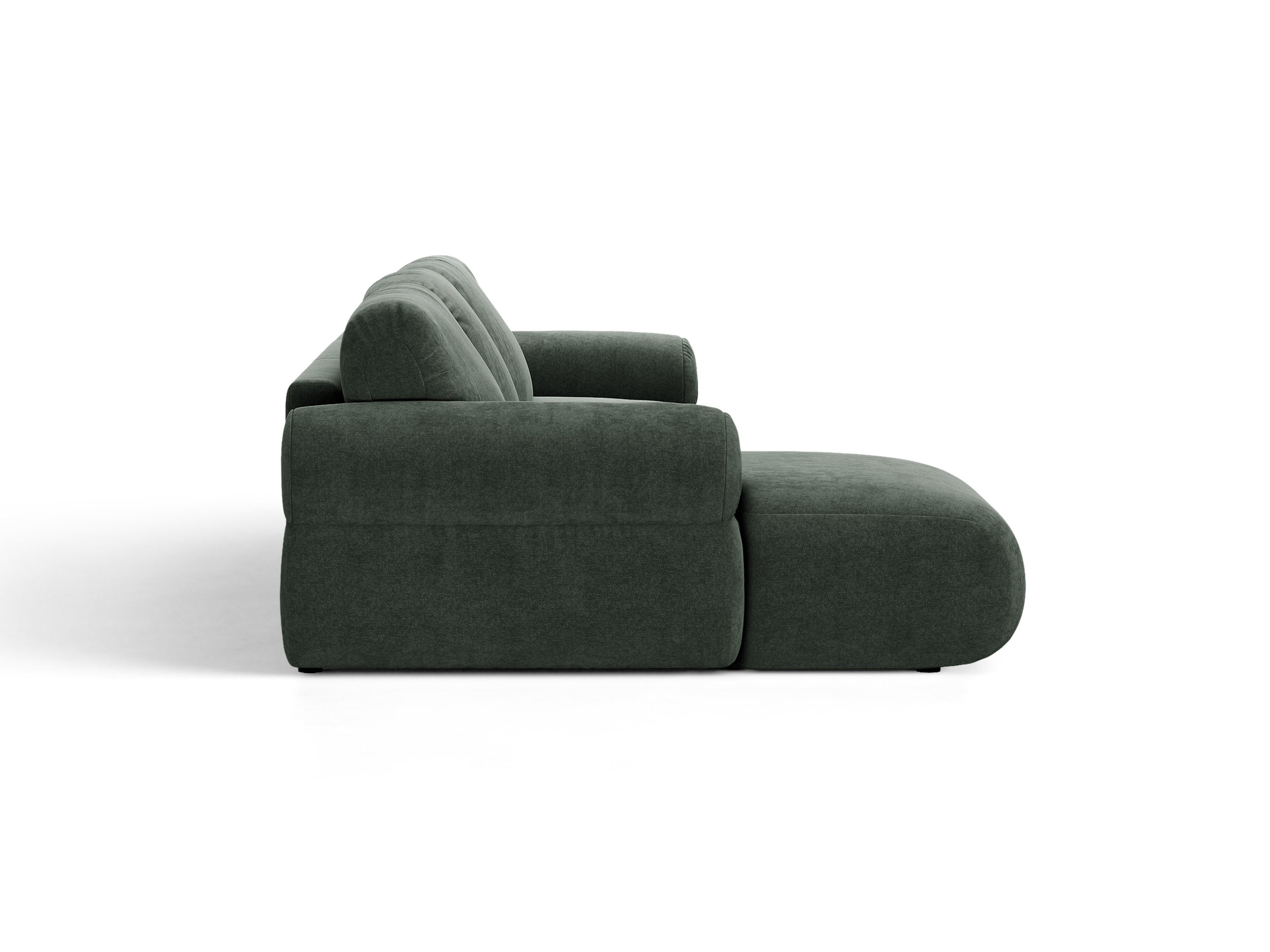 Micadoni Ophelia Ecksofa 6-Sitzer Strukturierter Stoff Liberty Moosgrün Rechts