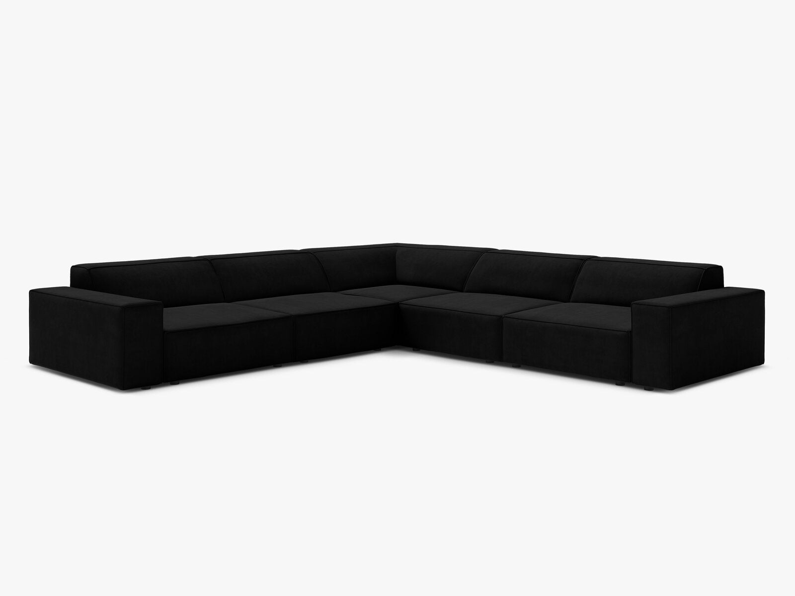 Micadoni Symmetrisches Ecksofa Jodie 6-Sitzer Samt Schwarz