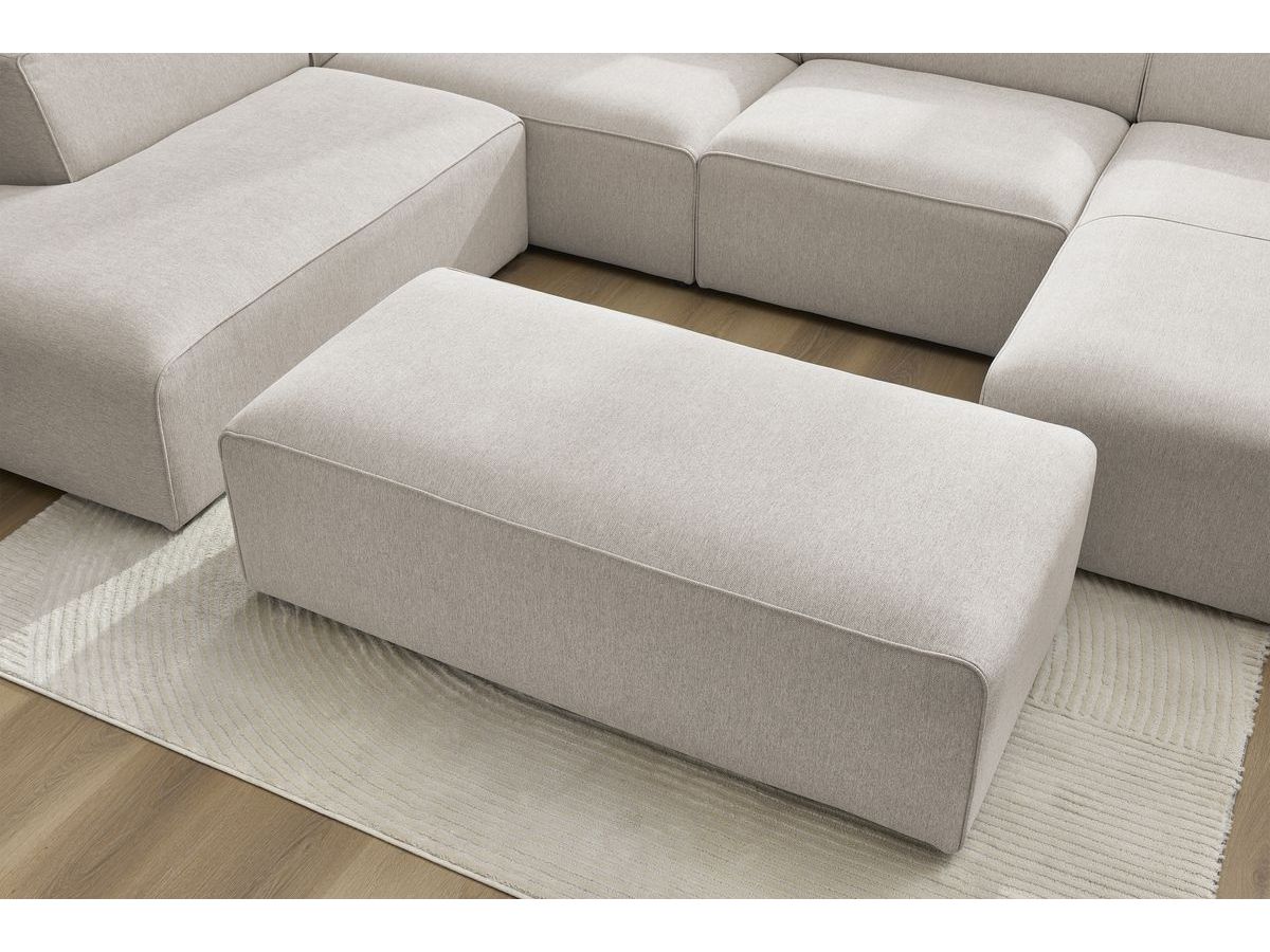 Bobochic Megeve Wohnlandschaft mit Pouf Melange-Stoff Beige Ecke rechts