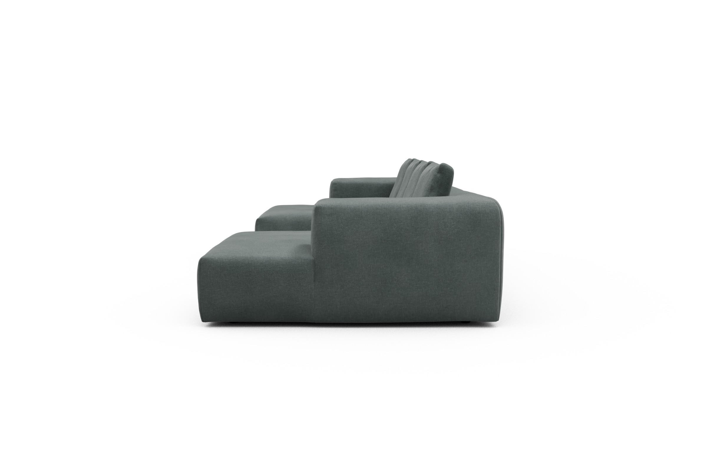 Wohnlandschaft Fred mit 2-Sitzer und Chaiselongue beidseitig Smooth-Silver-Grey