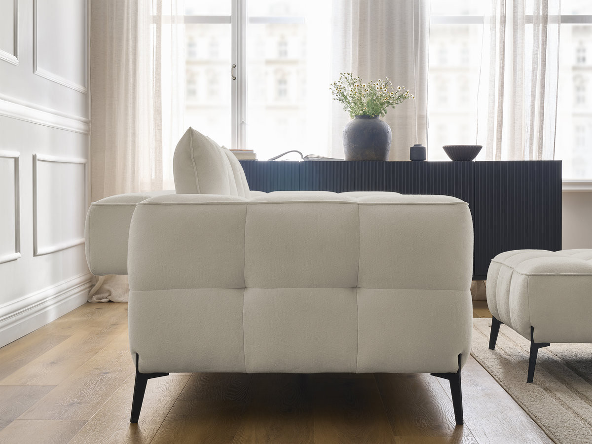 Bobochic Anis Sofa 3-Sitzer mit Pouf Strukturstoff Beige