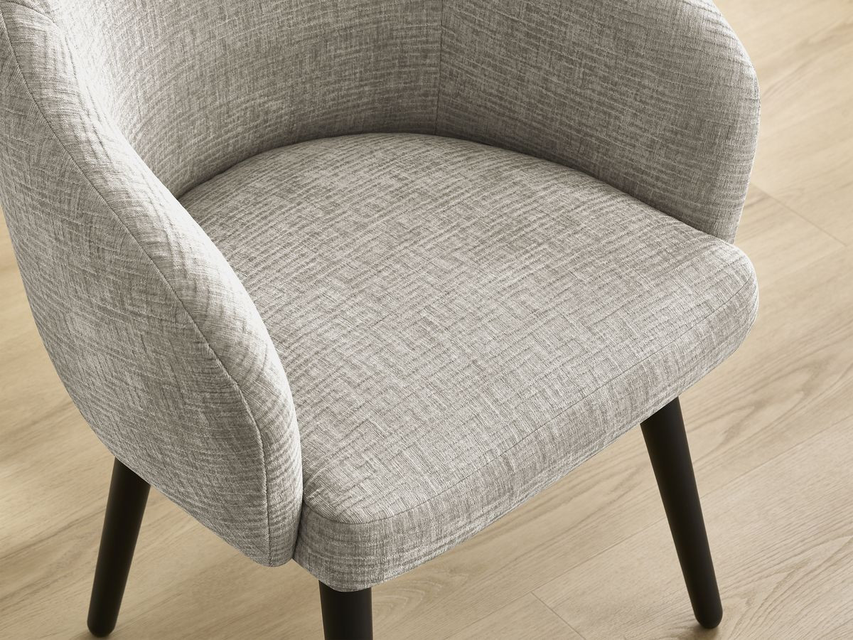 Bobochic Sophie Esszimmerstuhl mit skandinavischen Beinen, schwarz Strukturstoff Beige