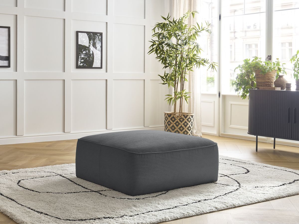 Bobochic Leopold Pouf Cordsamt Dunkelgrau