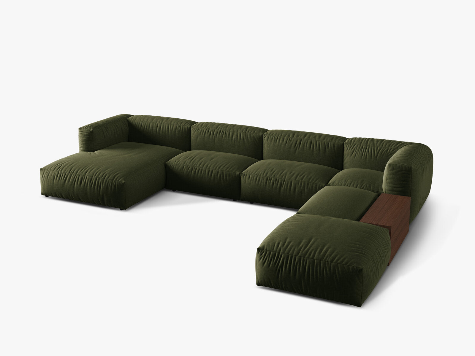 Micadoni Panorama-Ecksofa Martina 5-Sitzer Rechts Strukturierter Stoff Grün