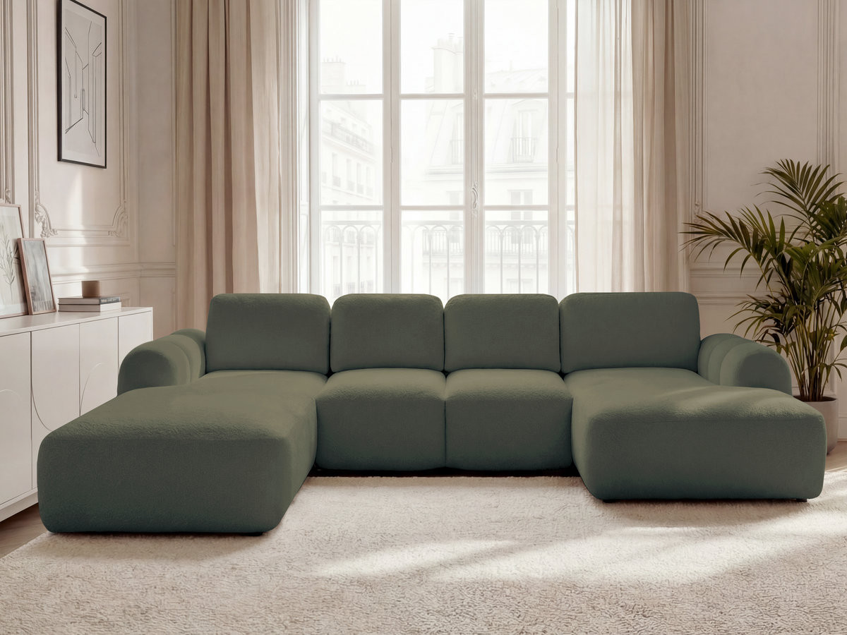 Bobochic Montaigne Wohnlandschaft Bouclé-Stoff Grün Ecke rechts