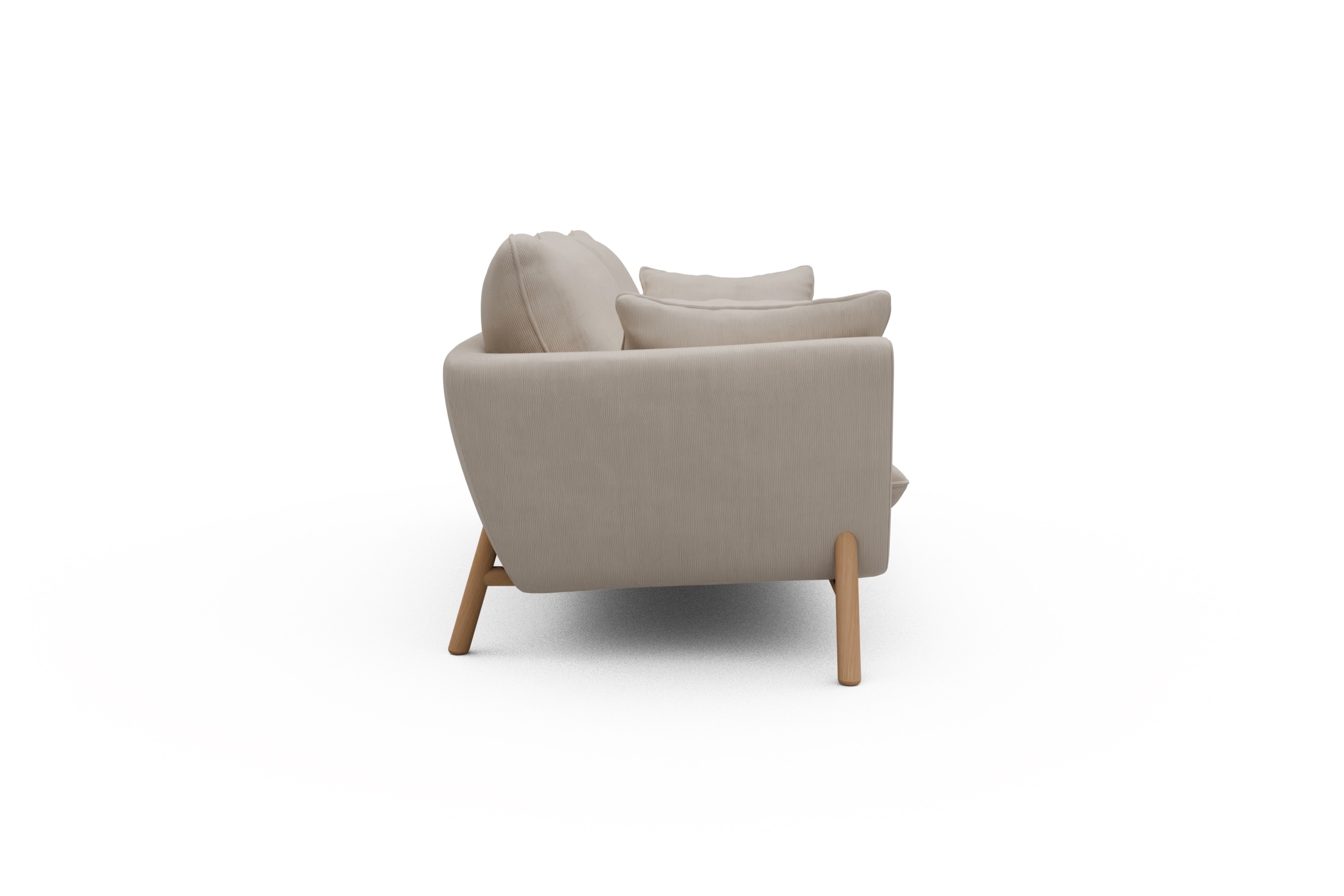 Sofa Emil 3-Sitzer Beinfarbe Eiche Natur Cordufine-Off-White