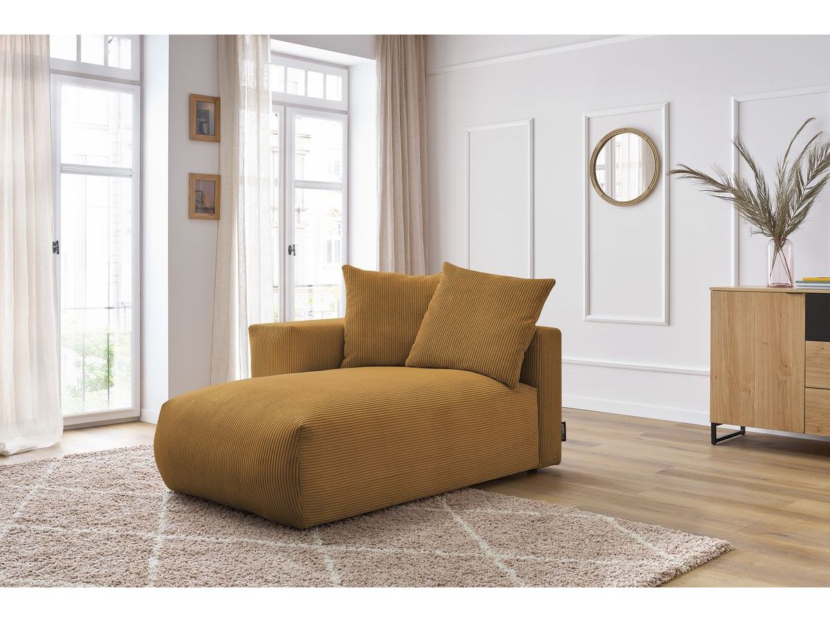 Bobochic Voltaire Méridienne-Modul Cordsamt Gelb Ecke links