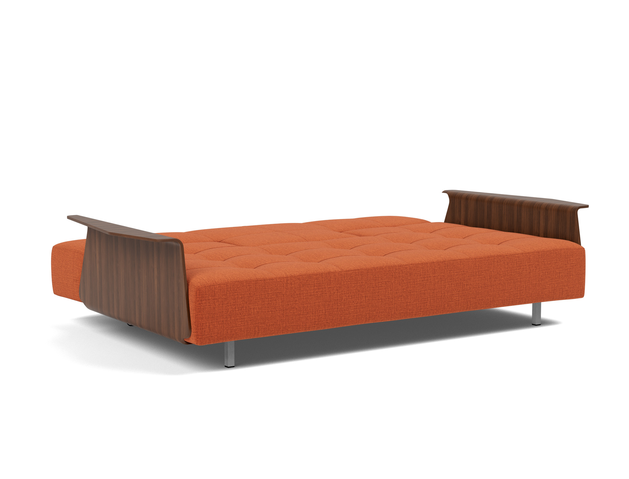 Schlafsofa Long Horn D.E.L. mit Armlehnen Chenille Esina 412-Rust-Orange