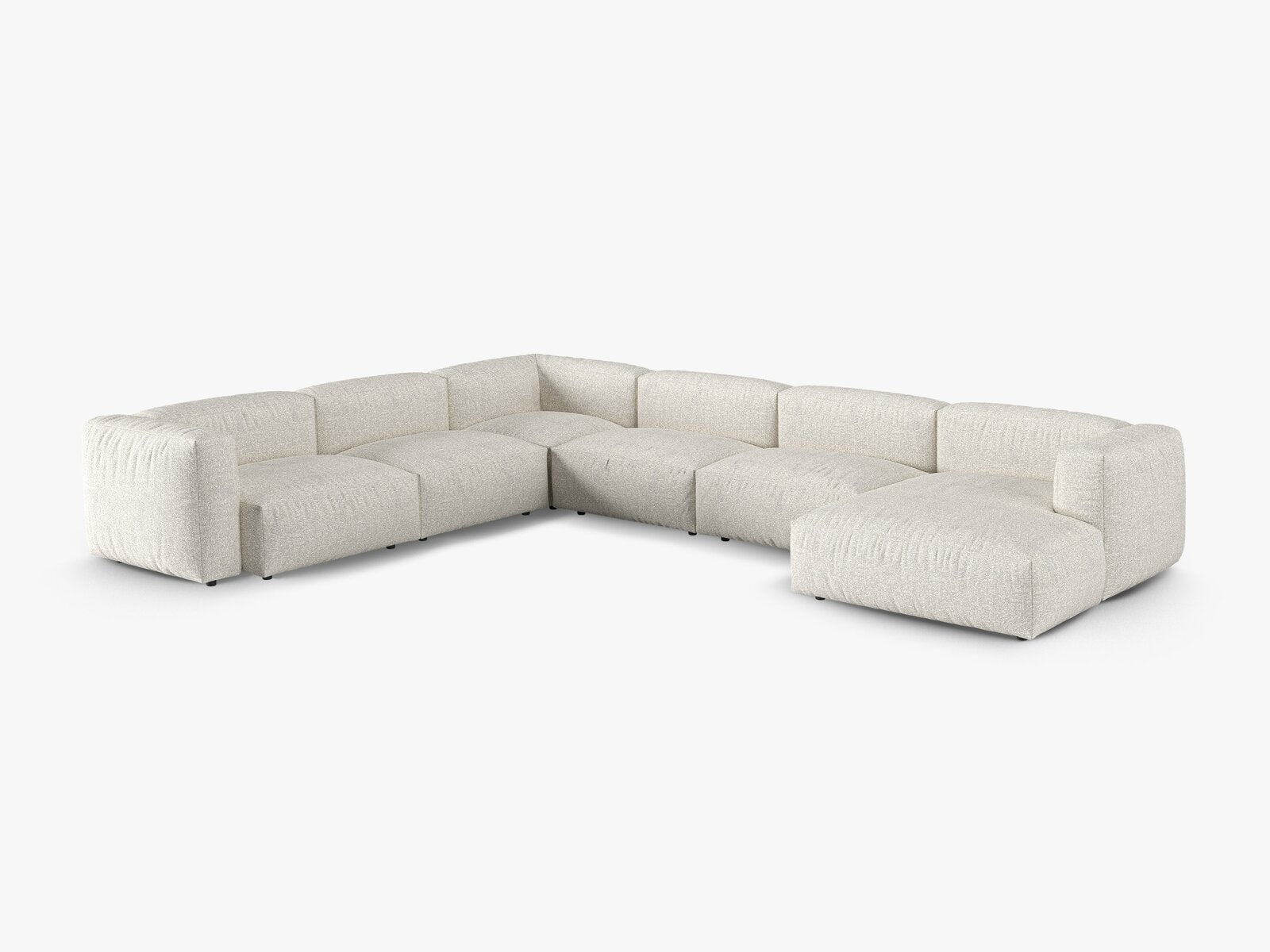 Micadoni modulares Ecksofa XL Martina 6-Sitzer 90cm Sitztiefe Links Boucle Monet Grau Beige Melange
