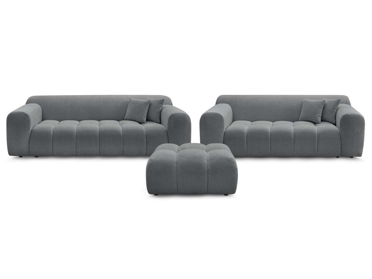 Bobochic Melisse Sofa 5-Sitzer mit Pouf Strukturstoff Dunkelgrau