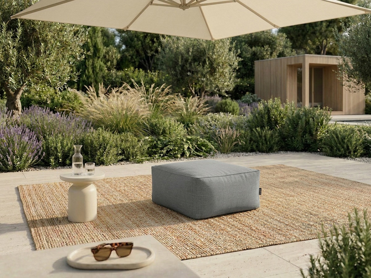 Bobochic Riviera Pouf 80 × 80 cm Stoff Dunkelgrau