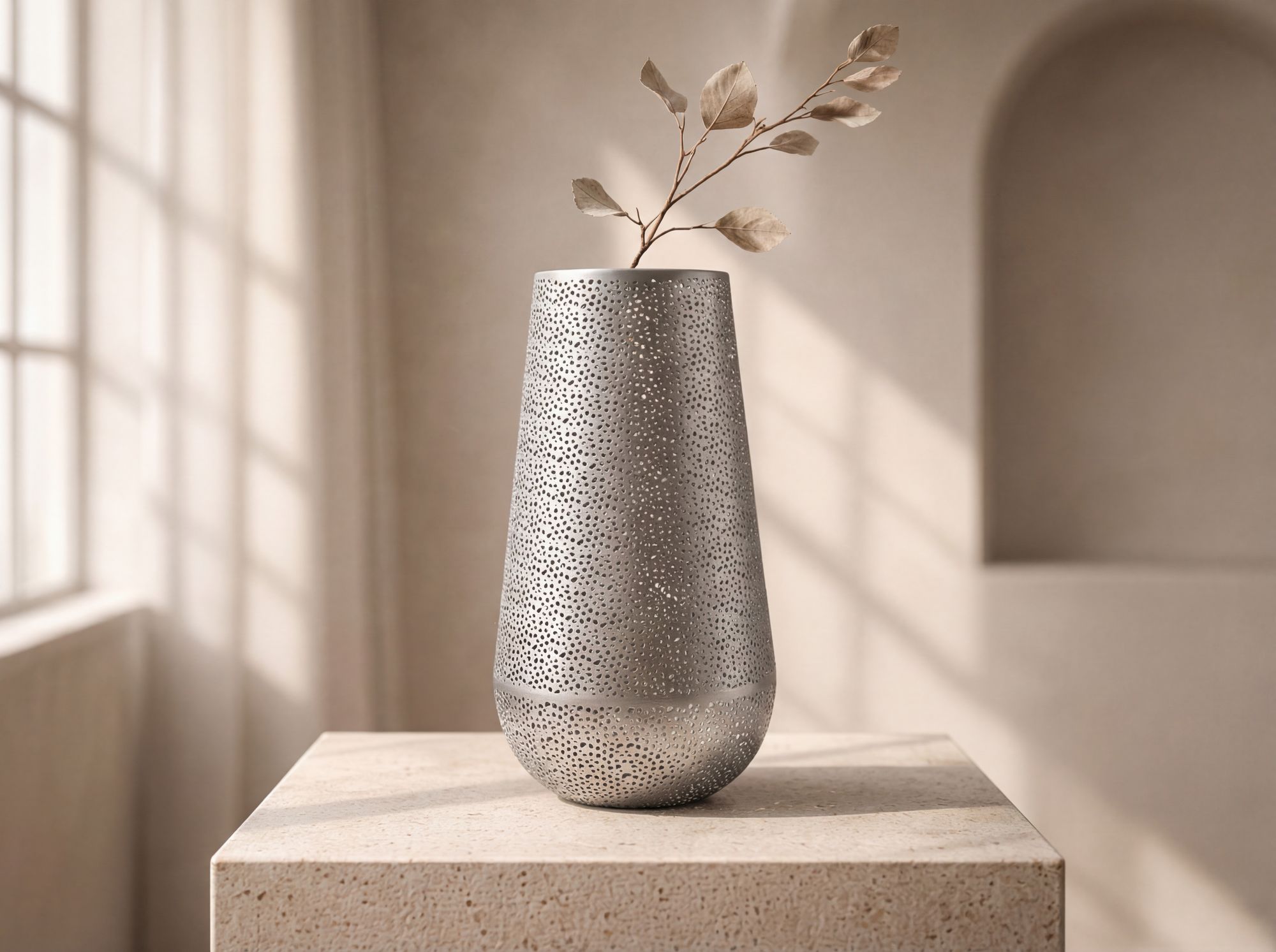 Bodenvase Malvik Metall Silber Ø 25 cm