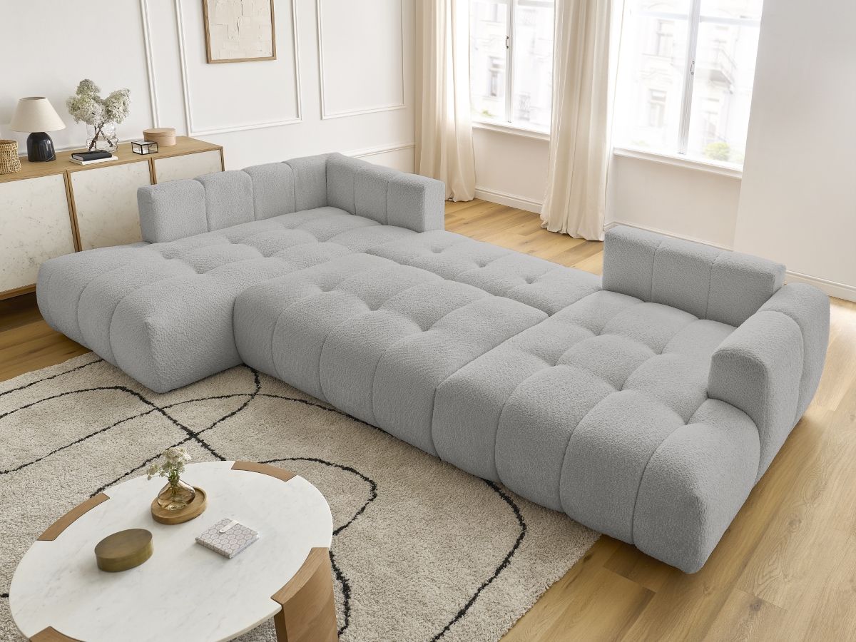 Bobochic Fuji Wohnlandschaft Bouclé-Stoff Hellgrau Ecke rechts