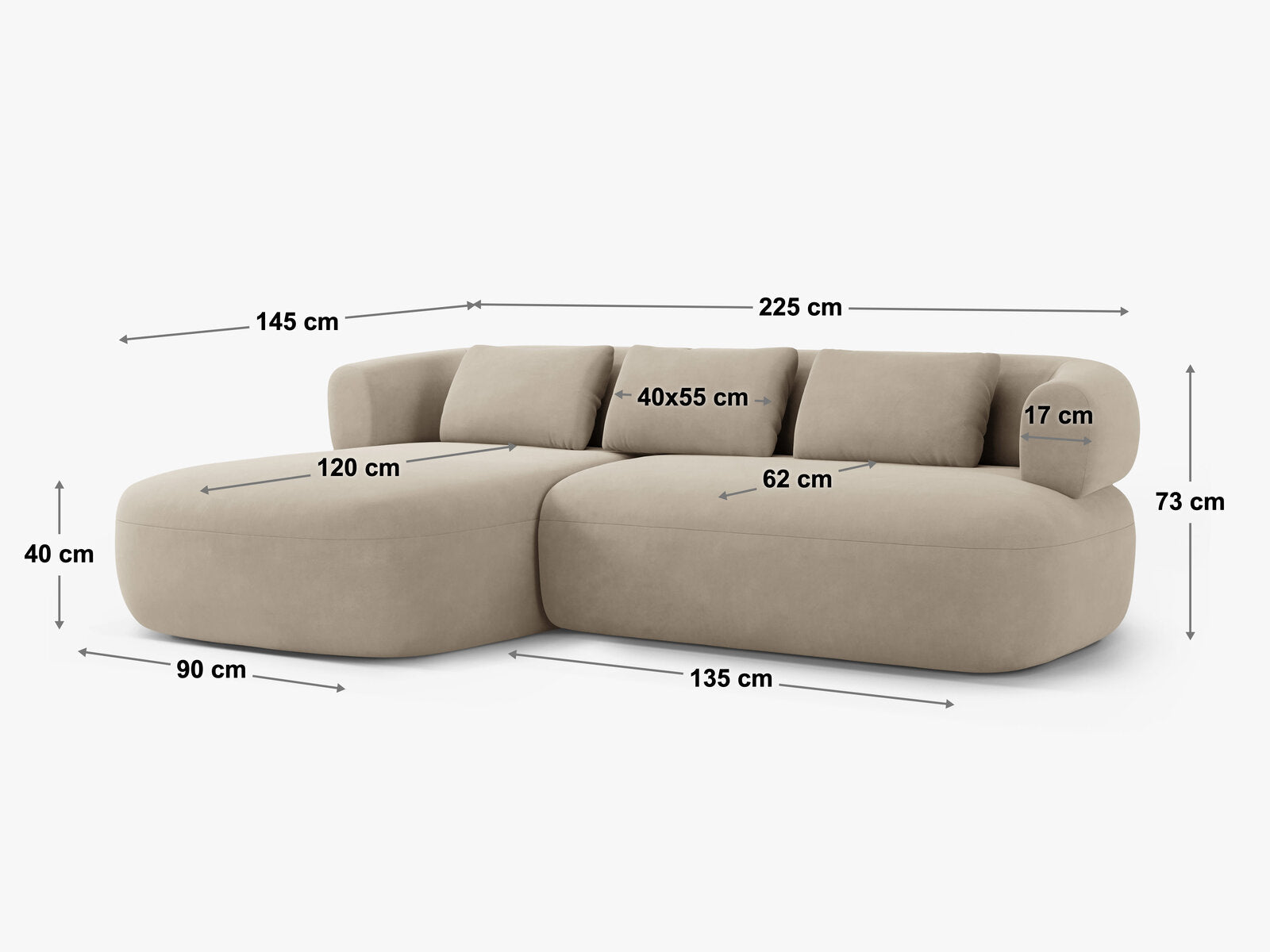Micadoni 5-Sitzer Ecksofa Jenny Links Chenille Perfect Harmony Silber