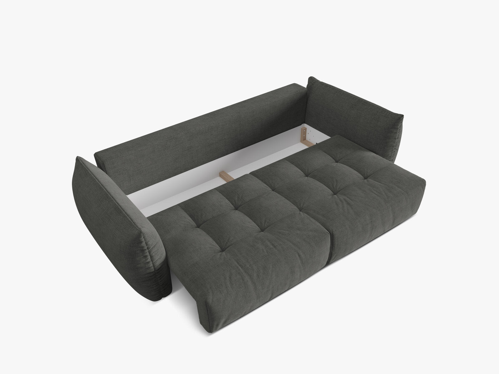 Micadoni Bloom Samtiges Sofa Mit Bettfunktion Und Stauraum Strukturierter Stoff Wind Dunkelgrau