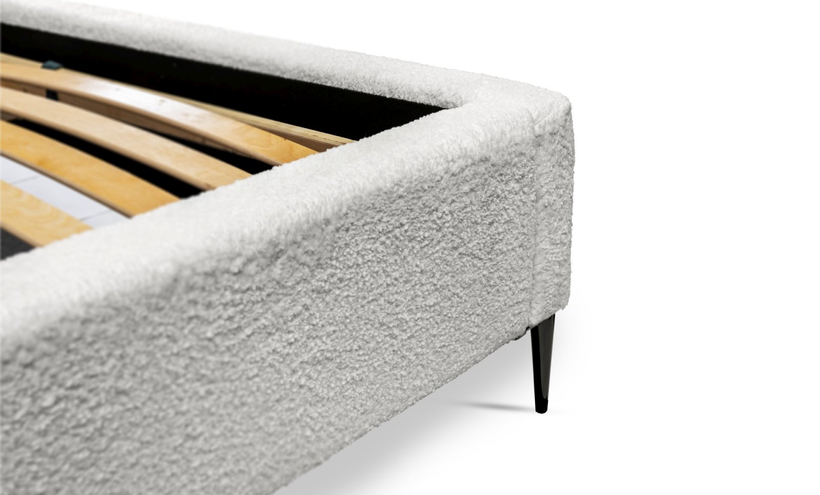 Polsterbett Tano Boucle 160x200 mit Holzrahmen Euphoria 01 Ivory