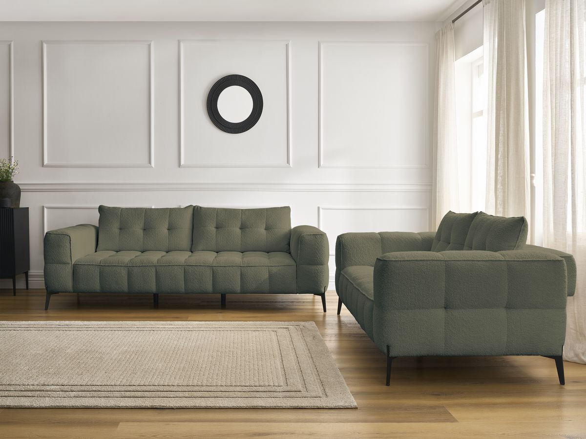 Bobochic Anis Sofa 5-Sitzer Bouclé-Stoff Grün