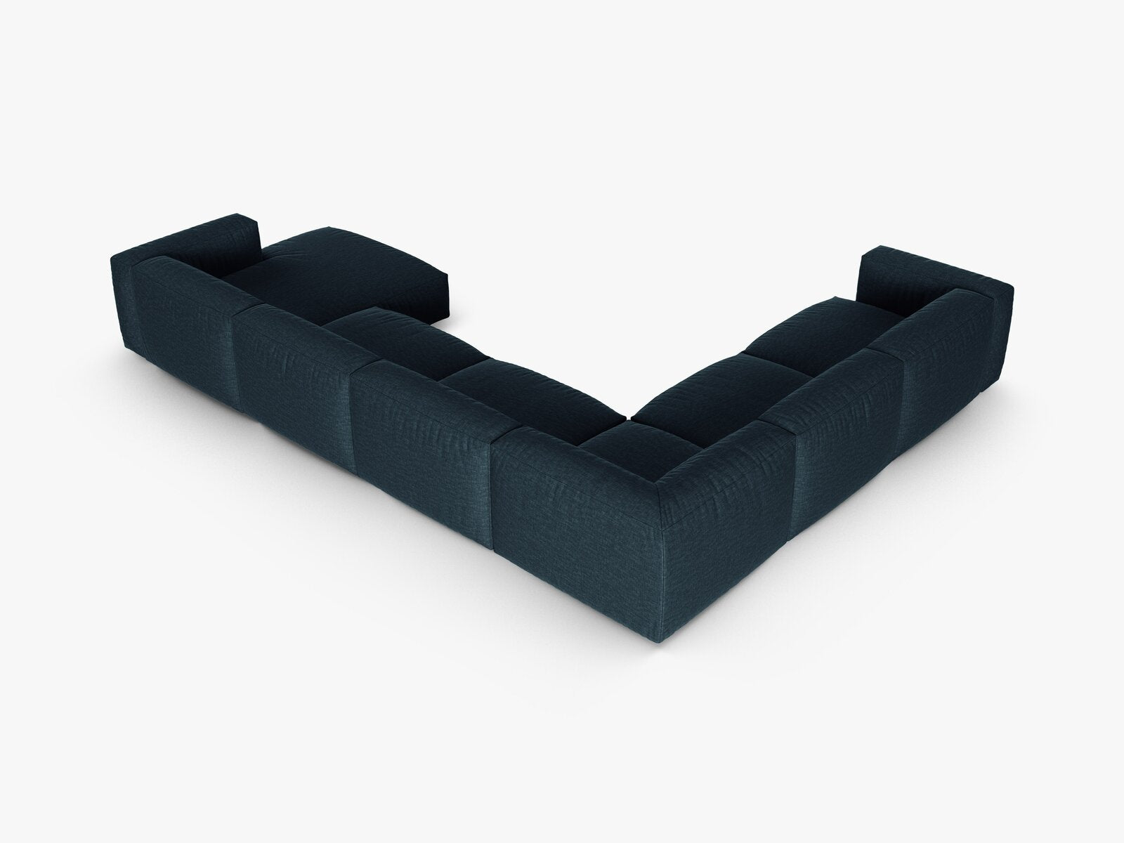 Micadoni modulares Ecksofa XL Martina 6-Sitzer 90cm Sitztiefe Links Strukturierter Stoff Boston Jeansblau