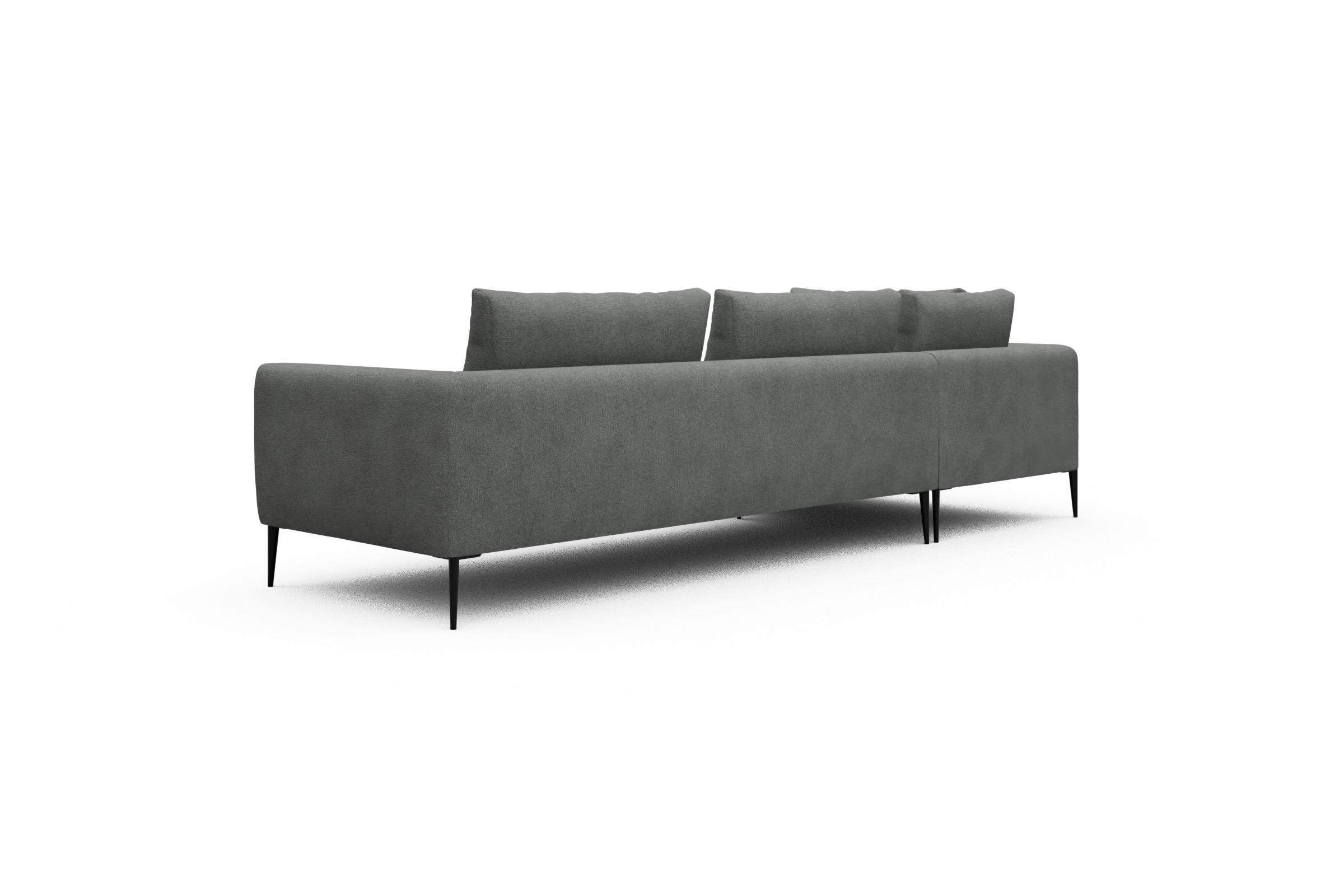 Ecksofa Paul Relax-Ecke rechts mit 3-Sitzer Boucle-Ash-Grey