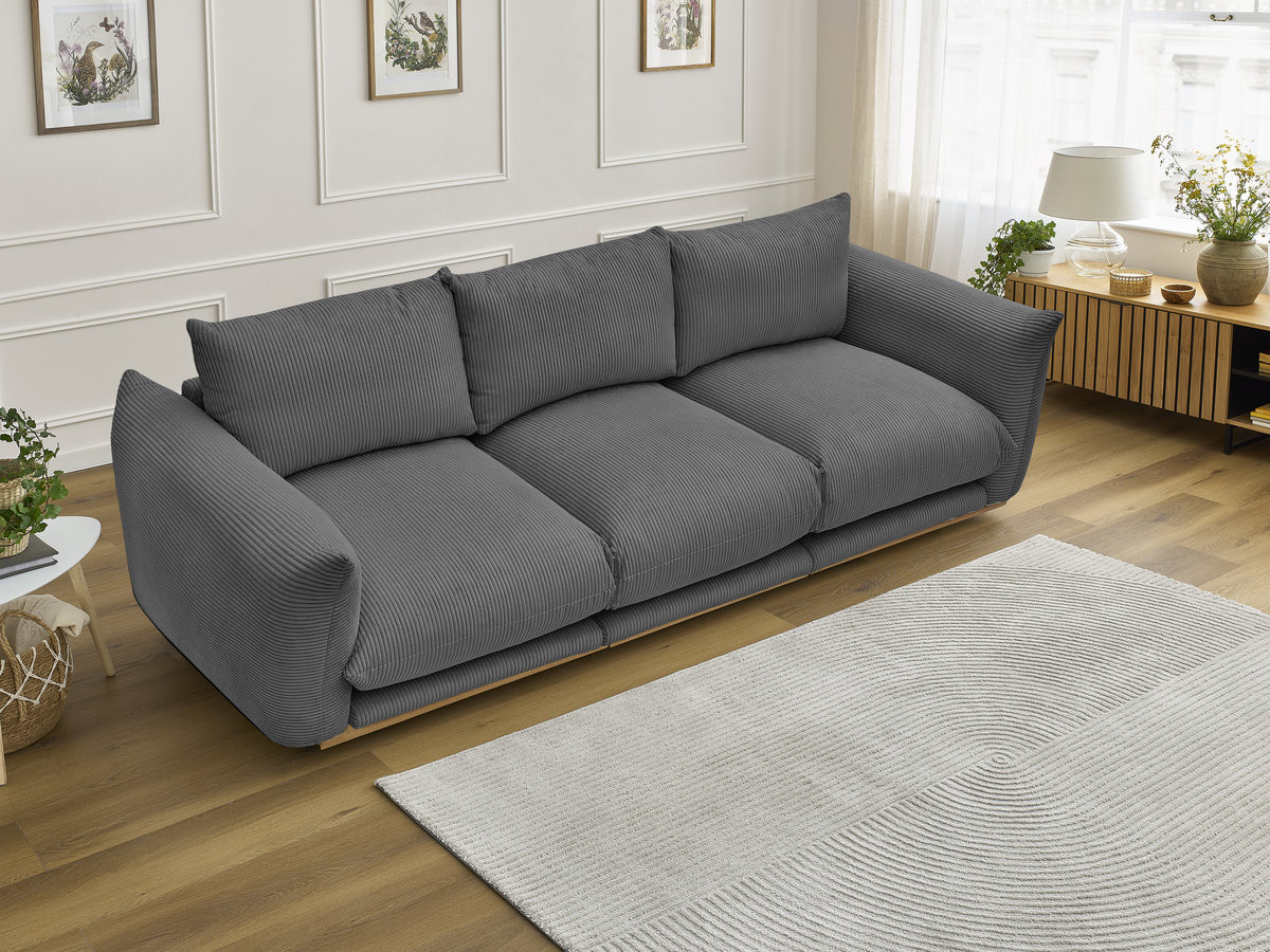 Bobochic Ernest Sofa 3-Sitzer 266 × 106 cm Cordsamt Dunkelgrau