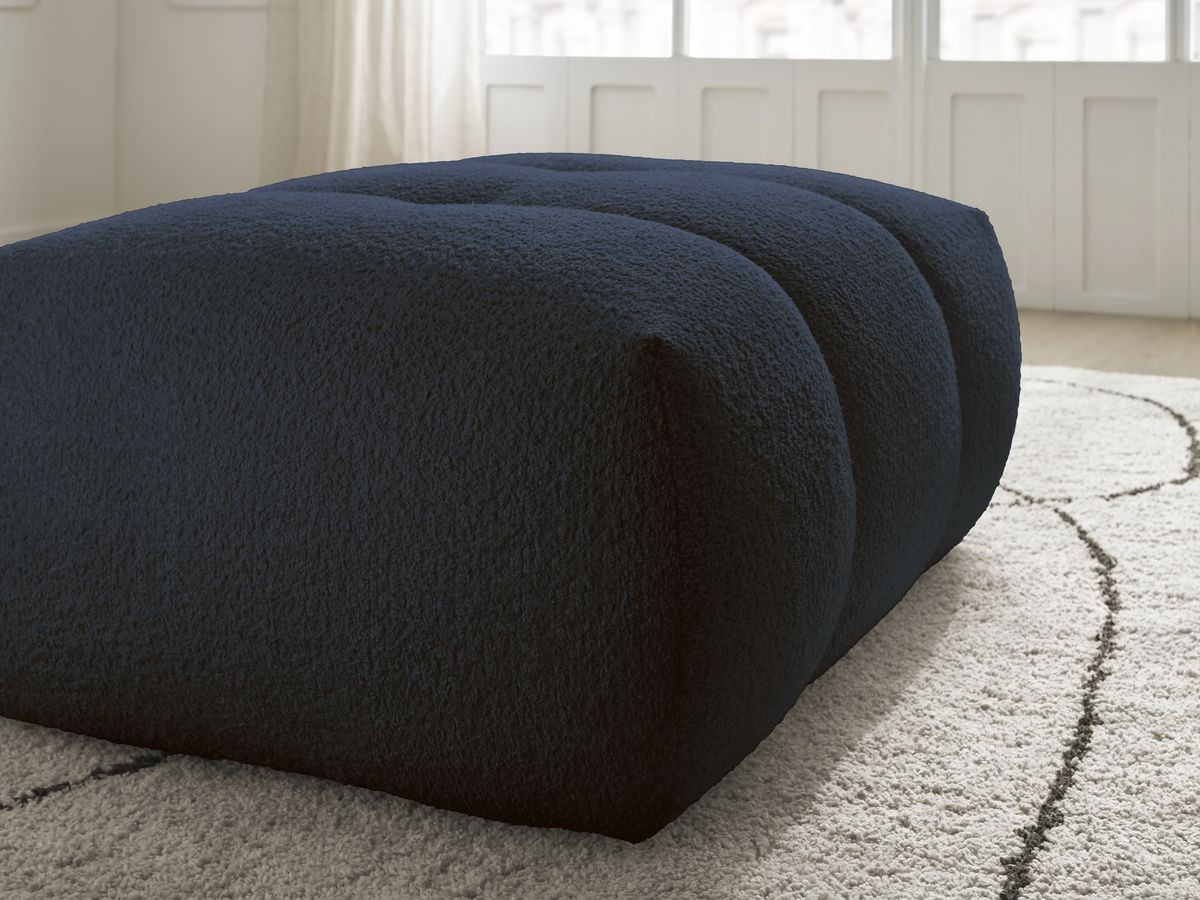 Bobochic Fuji Pouf Bouclé-Stoff Dunkelblau