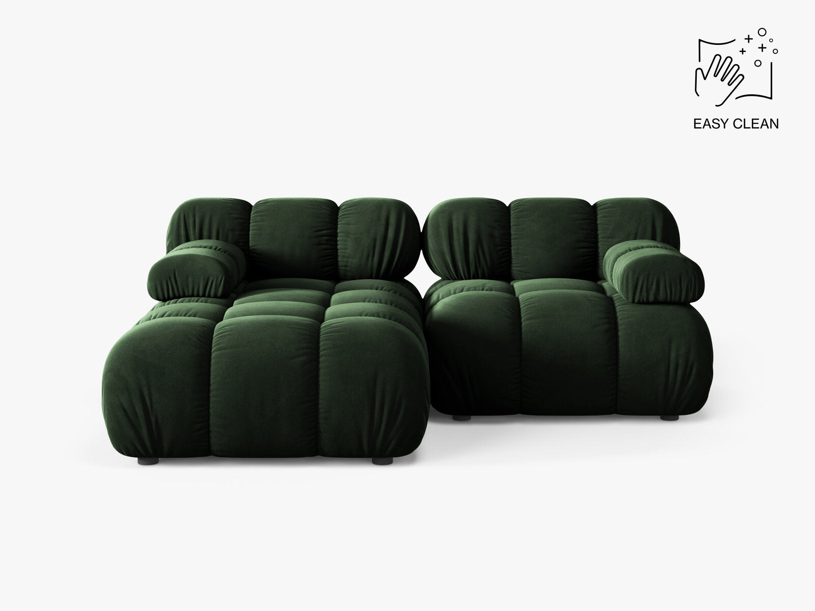 Micadoni Modulares Ecksofa Bellis 3-Sitzer Links Samt Venus Flaschengrün