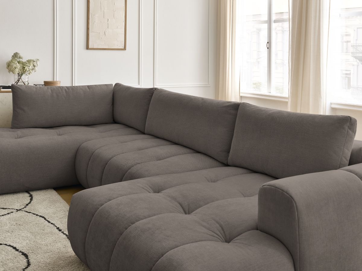 Bobochic Fuji Wohnlandschaft Stoff Taupe Ecke rechts