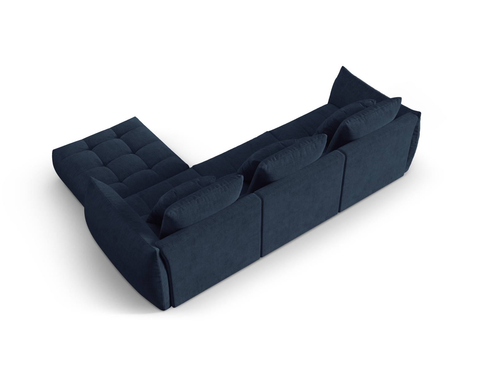 Micadoni Ecksofa Bloom 2-Sitzer Strukturierter Stoff Dunkelblau