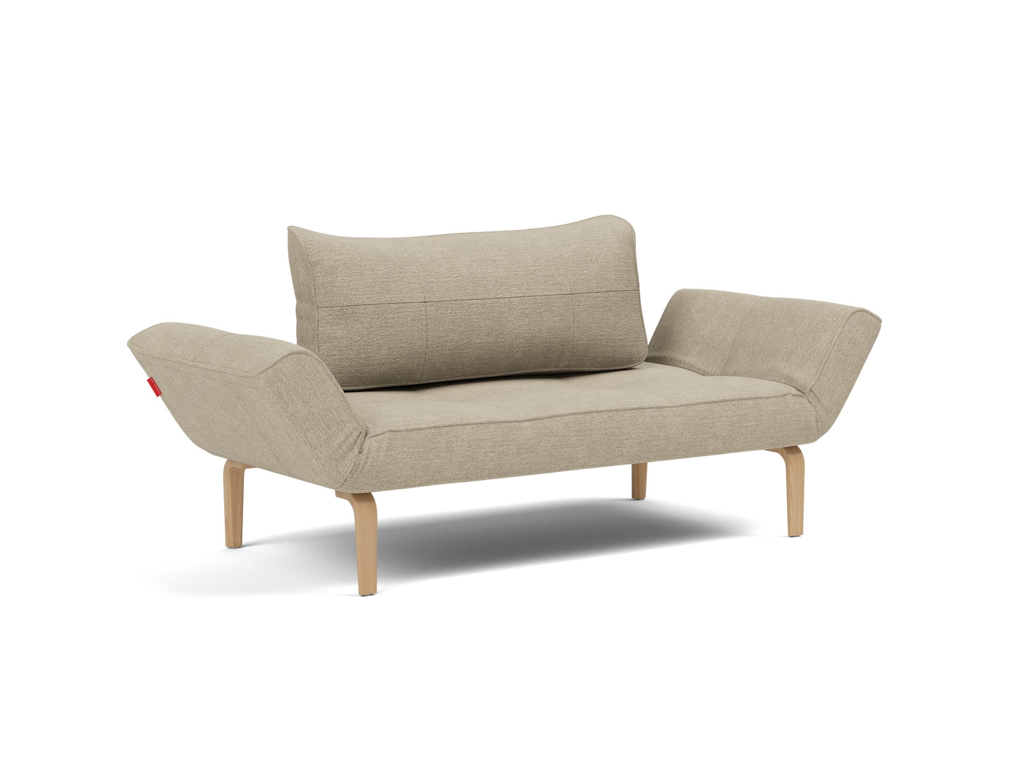 Tagesbett Zeal Strukturierter Stoff Taura 356-Sand Beine Bow Eiche