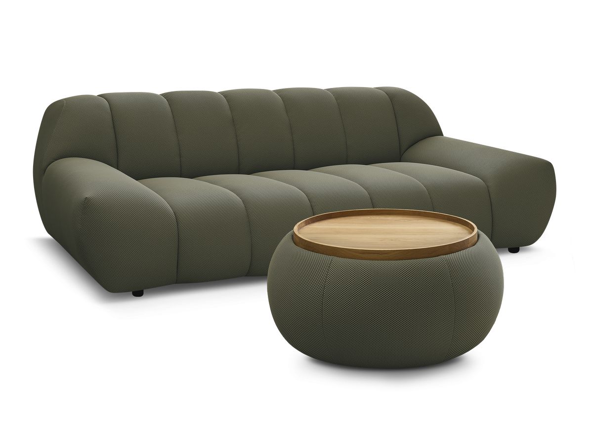 Bobochic Hayden Sofa 2-Sitzer mit Pouf Mesh-Stoff Grün