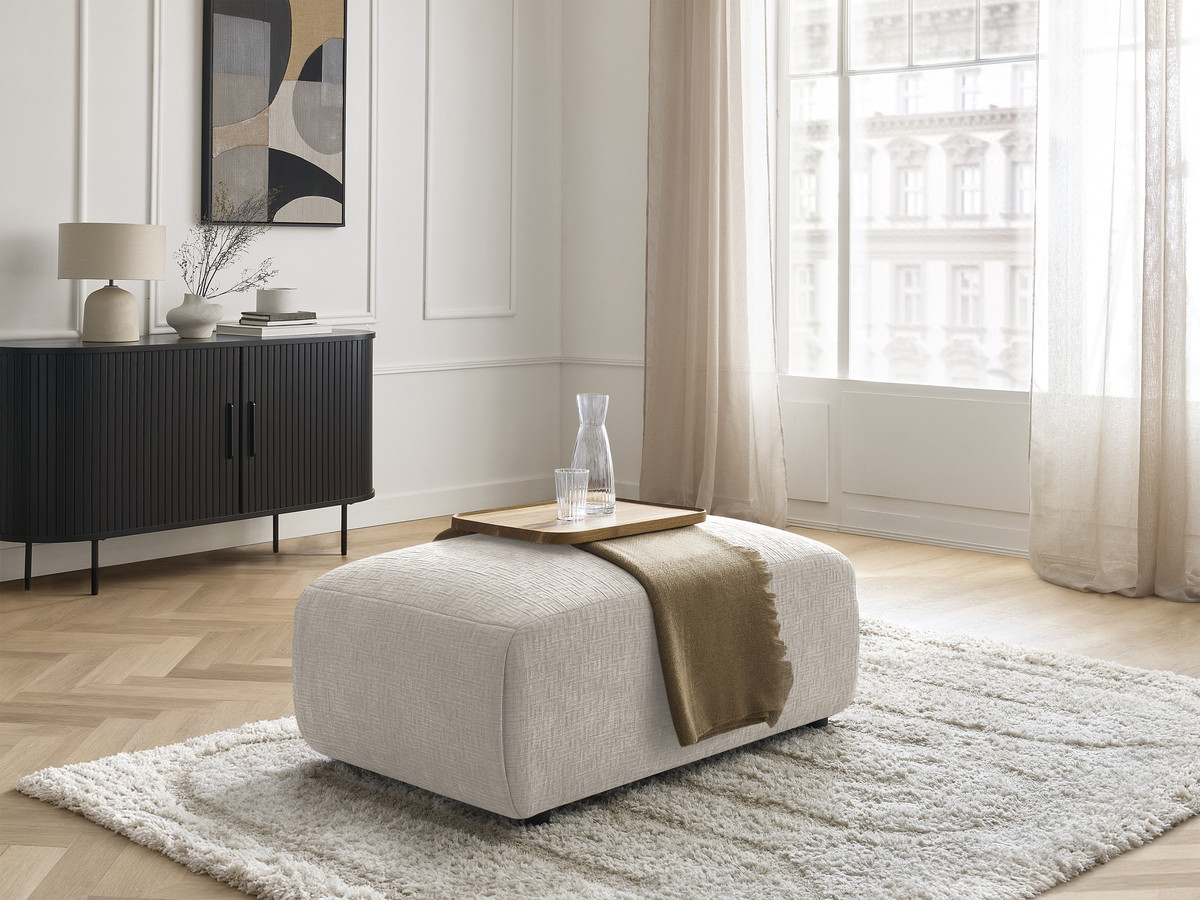 Bobochic Jana Pouf 63 × 114 cm Strukturstoff Beige