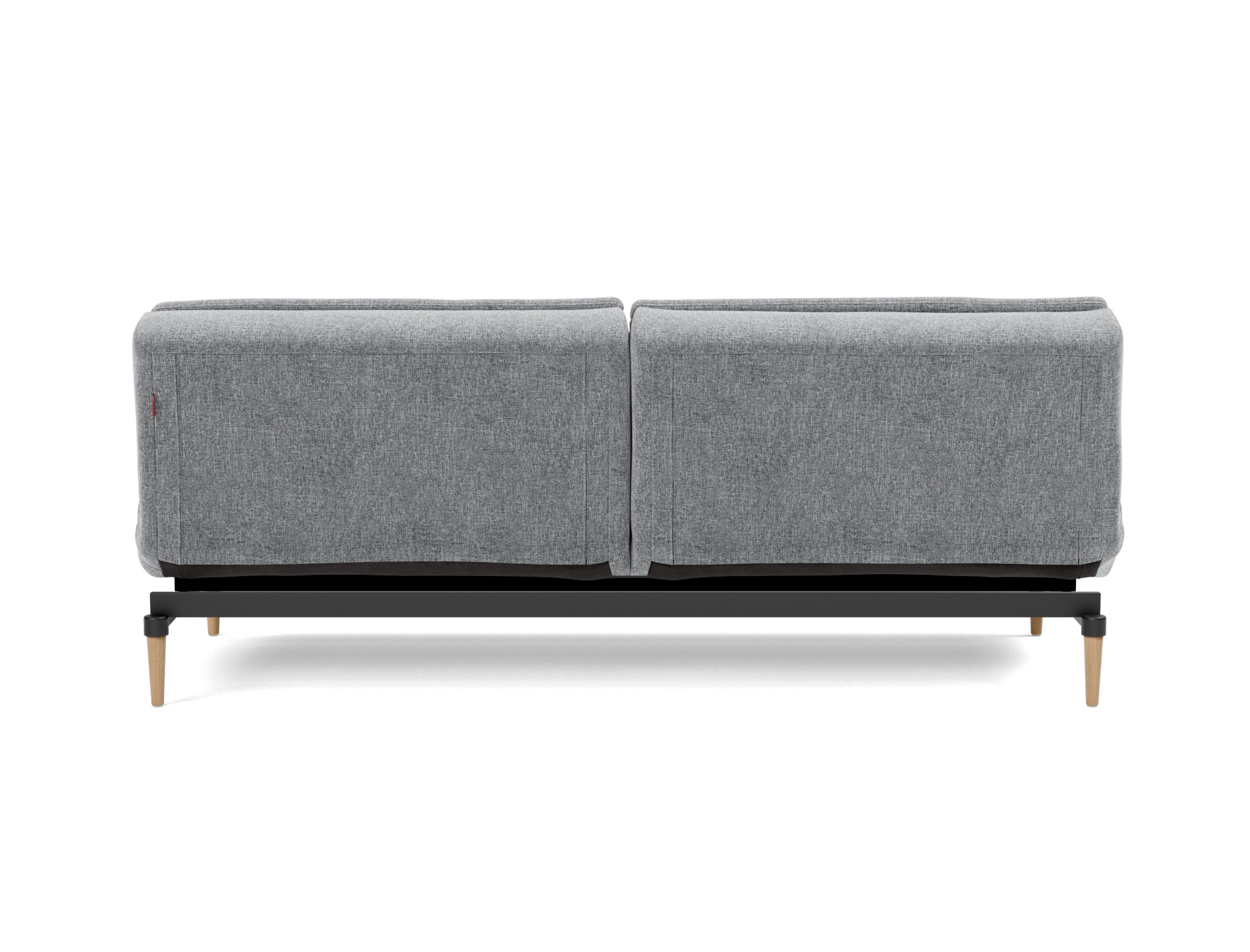 Schlafsofa Dublexo Strukturierter Stoff Twist 565-Granite Beine Styletto Eiche hell