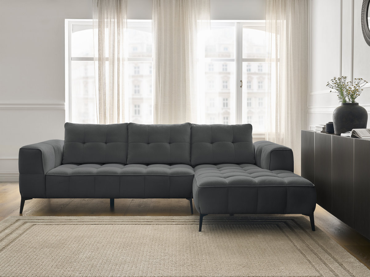 Bobochic Anis Ecksofa Strukturstoff Dunkelgrau Ecke rechts