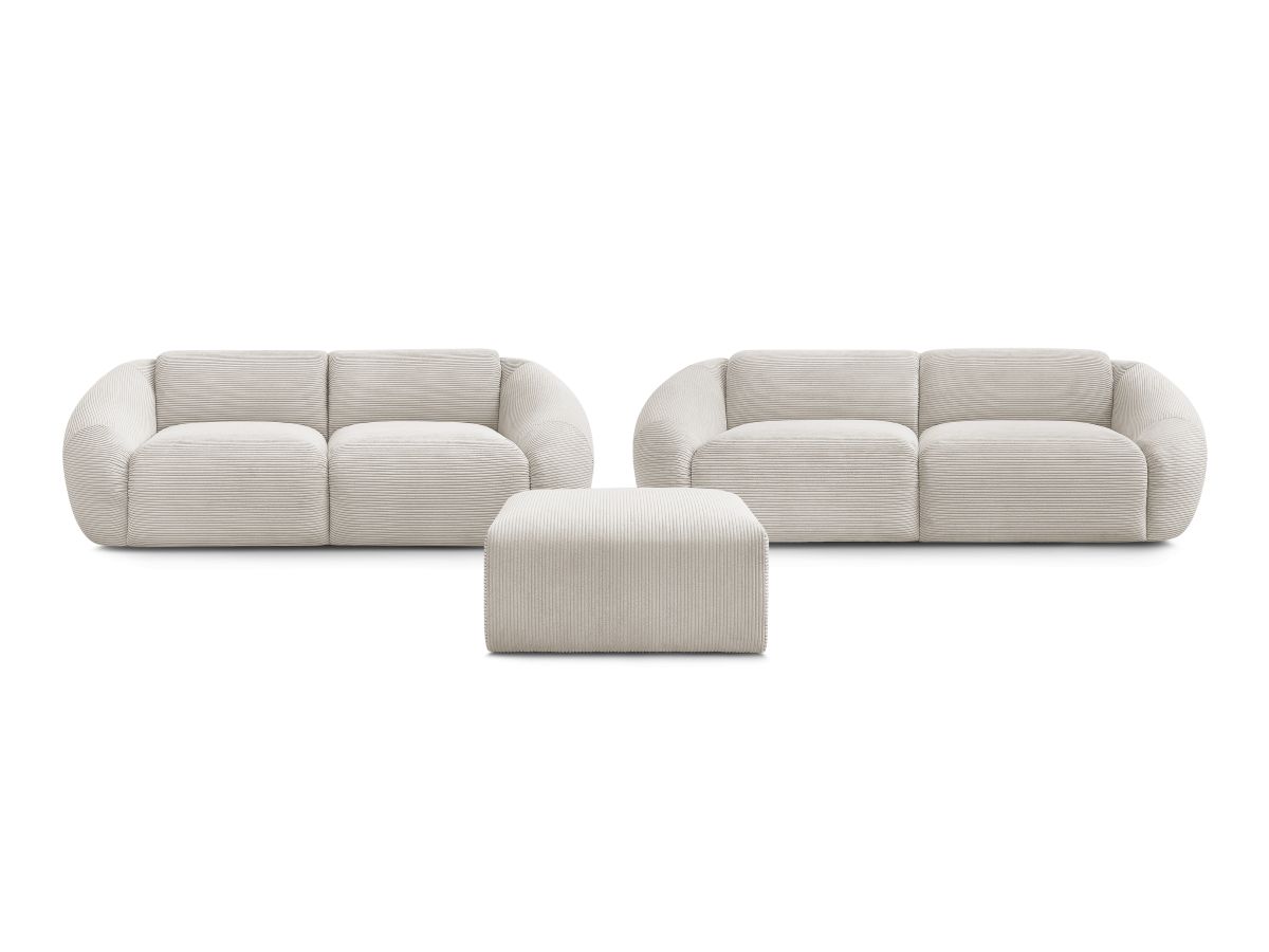 Bobochic Tina Sofa 6-Sitzer mit Pouf Cordsamt Beige
