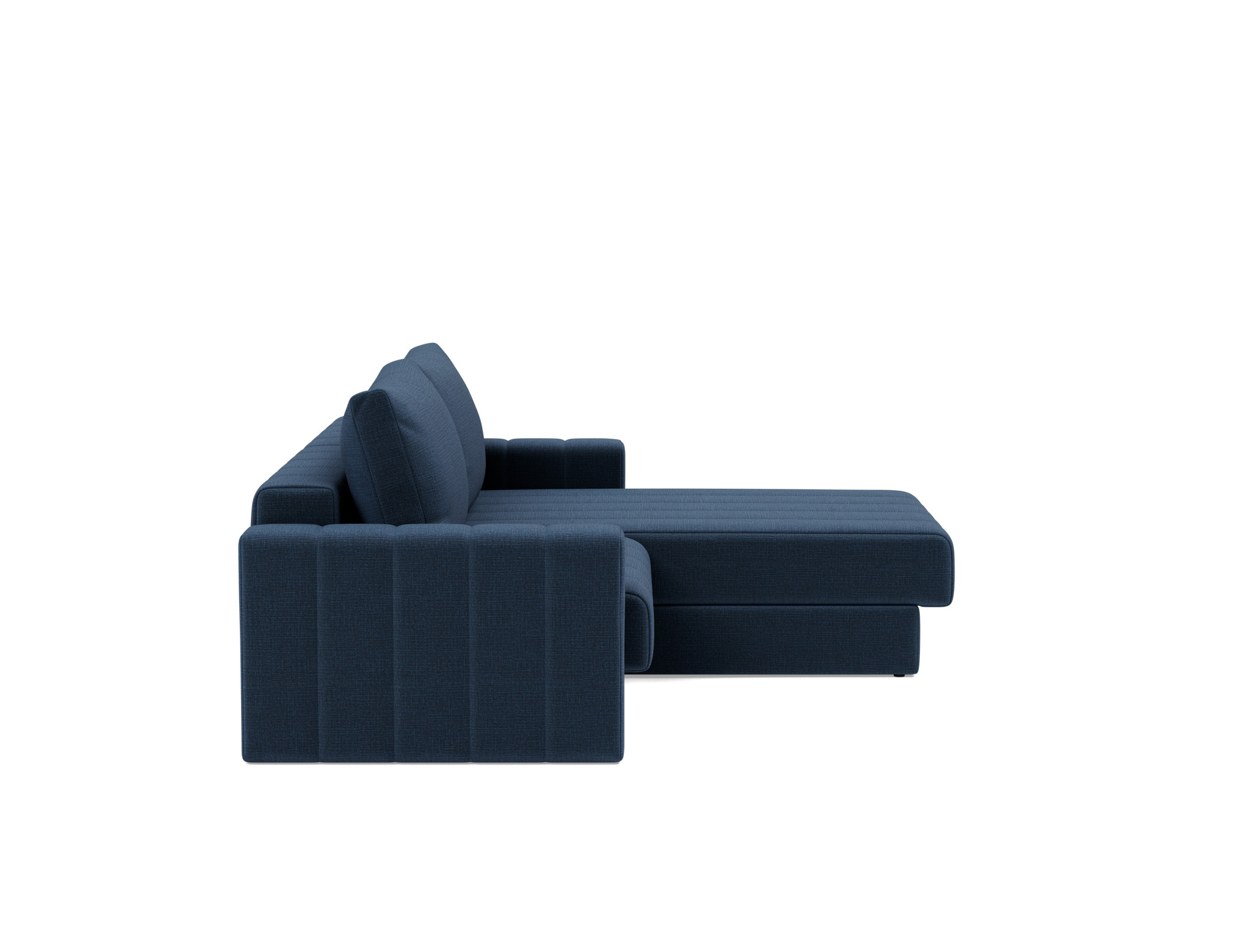 Schlafsofa Akello mit Chaiselongue und Armlehnen Chenille Esina 414-Indigo-Blue