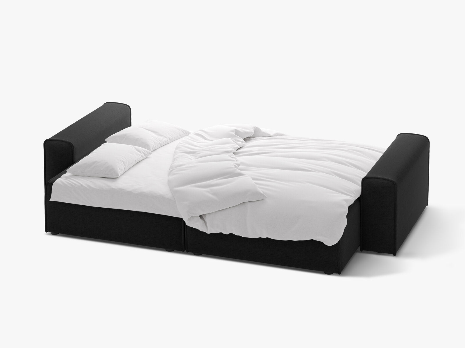 Micadoni Sofa Victor 3-Sitzer mit Schlaffunktion Strukturierter Stoff Schwarz