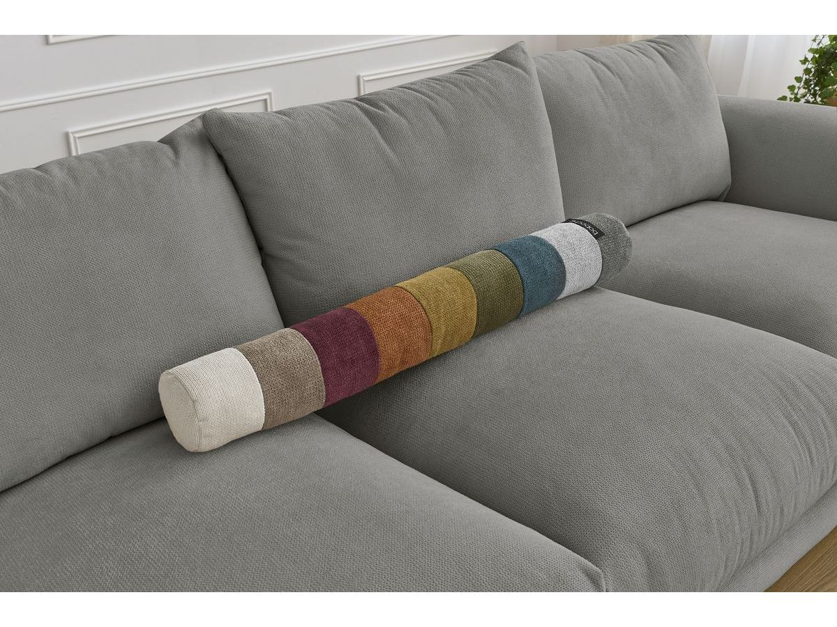 Bobochic Ernest Sofa 4-Sitzer mit Pouf Stoff Dunkelgrau