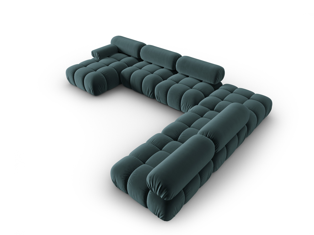 Cosmopolitan Design Modulares Panoramasofa Cortina 7-Sitzer Samt Bluvel Türkis Rechts