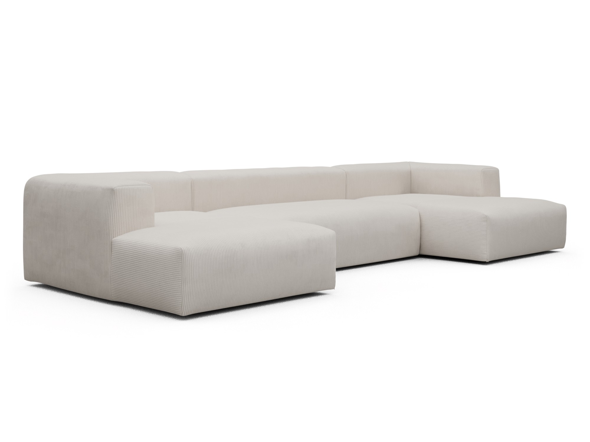 Skandi Home Wohnlandschaft Fred mit 2-Sitzer und Chaiselongue beidseitig Corduroy-Ivory moebelfaktor