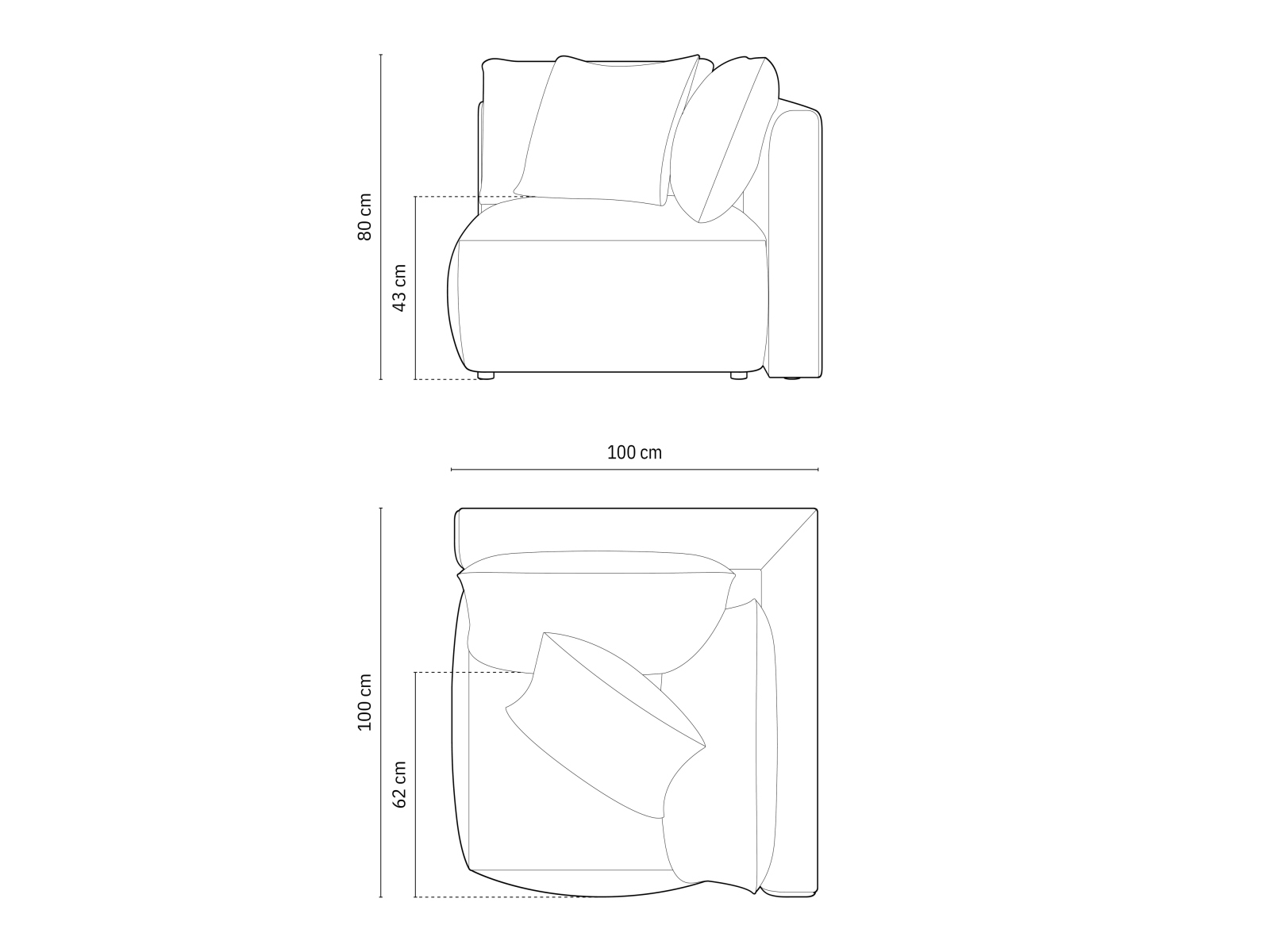 Micadoni Eckmodul Chris 1-Sitzer Samt Pastellblau