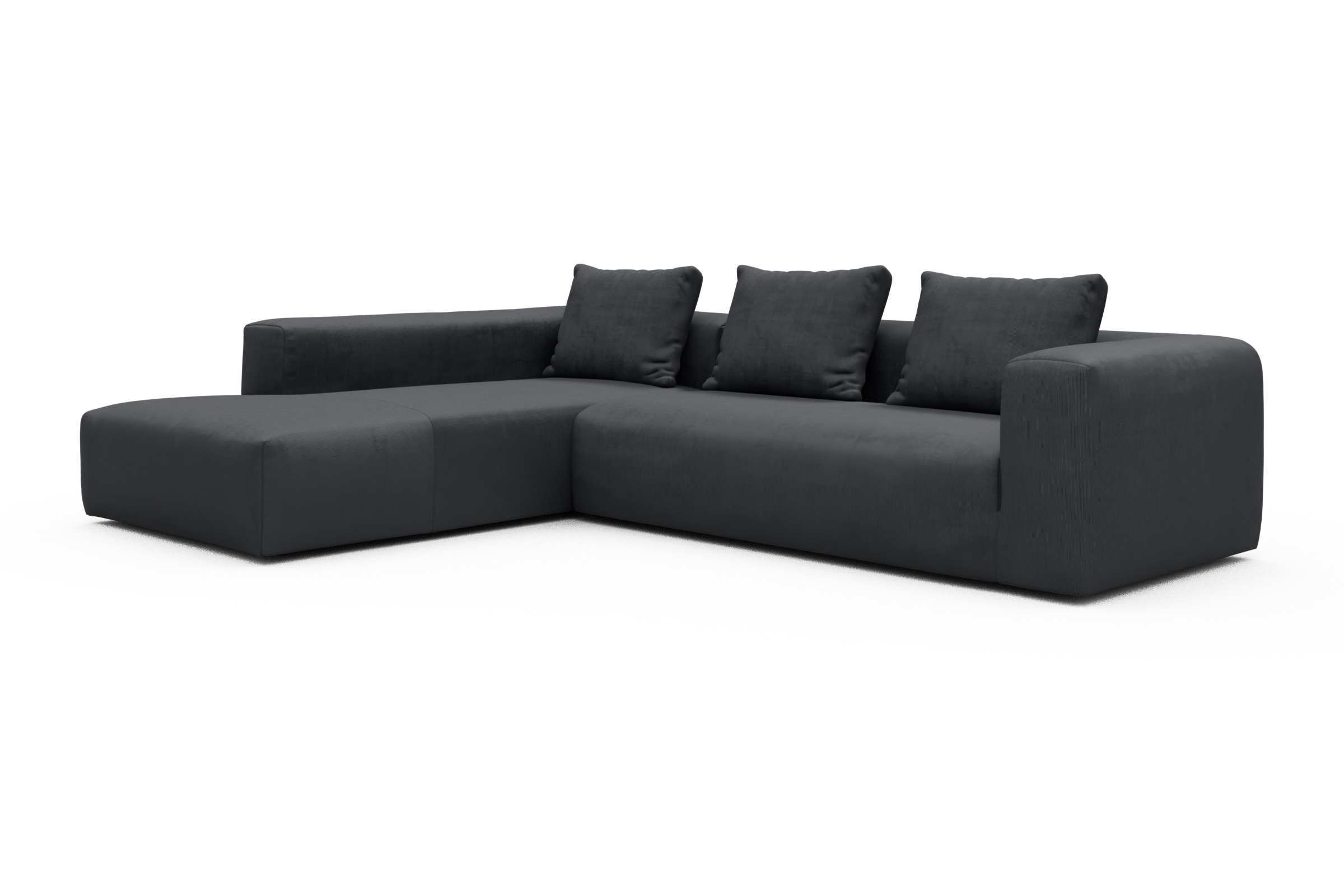 Ecksofa Fred Relax-Ecke links mit 2,5-Sitzer Cordufine-Slate-Grey