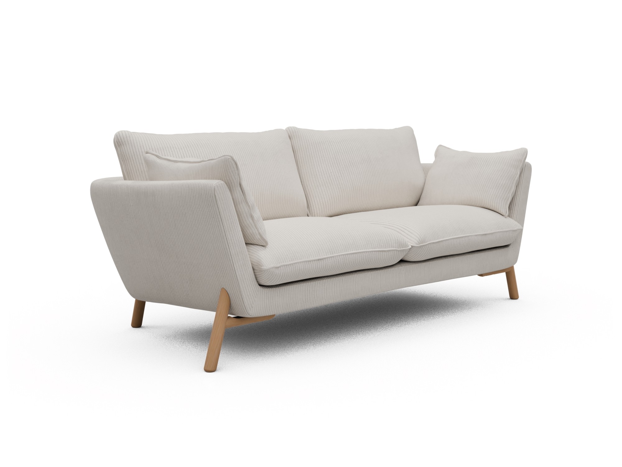 Skandi Home Sofa Emil 2-Sitzer Beinfarbe Eiche Natur Corduroy-Ivory moebelfaktor