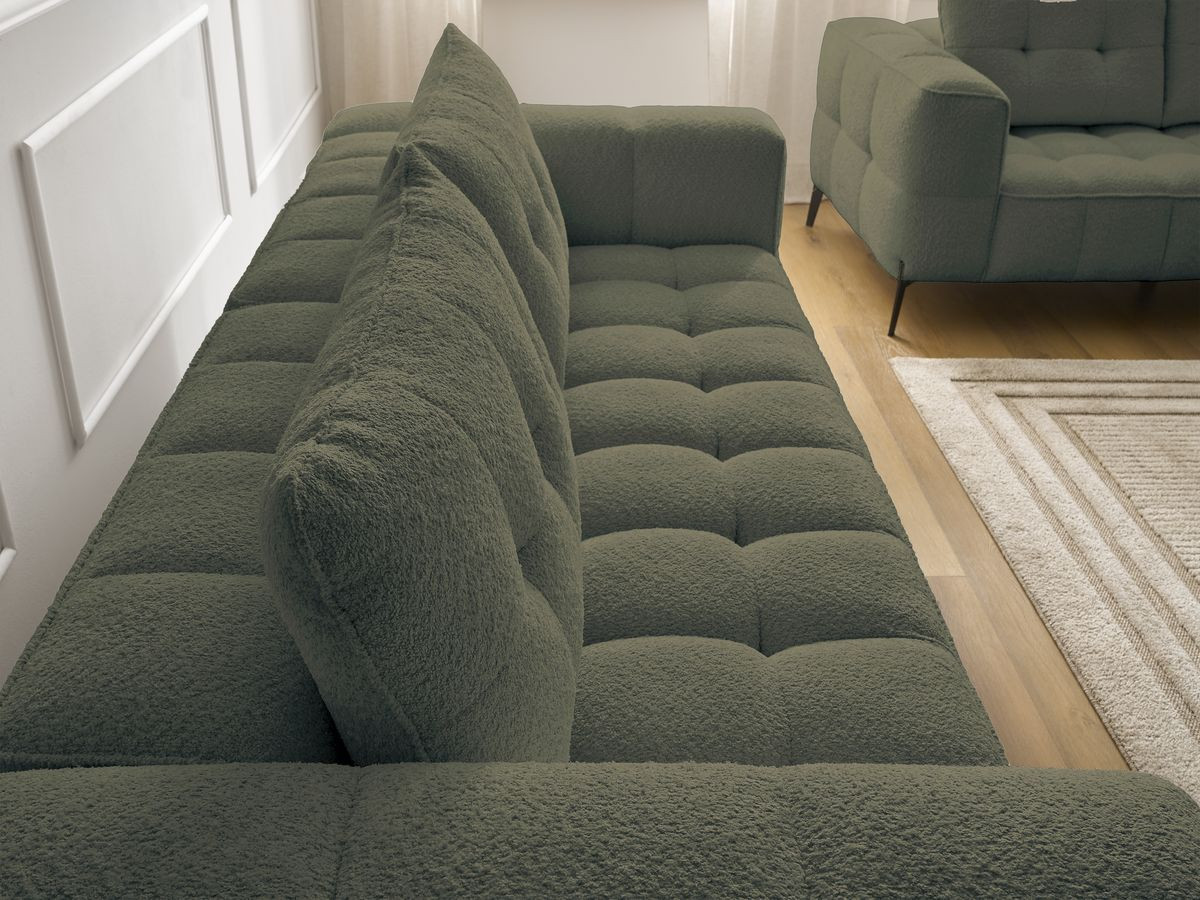 Bobochic Anis Sofa 5-Sitzer mit Pouf Bouclé-Stoff Grün