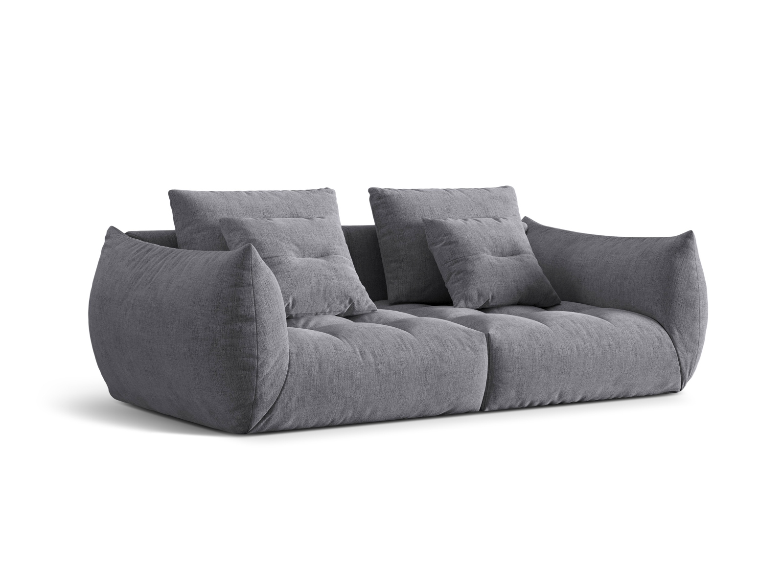 Micadoni Sofa Bloom 3-Sitzer Strukturierter Stoff Grau