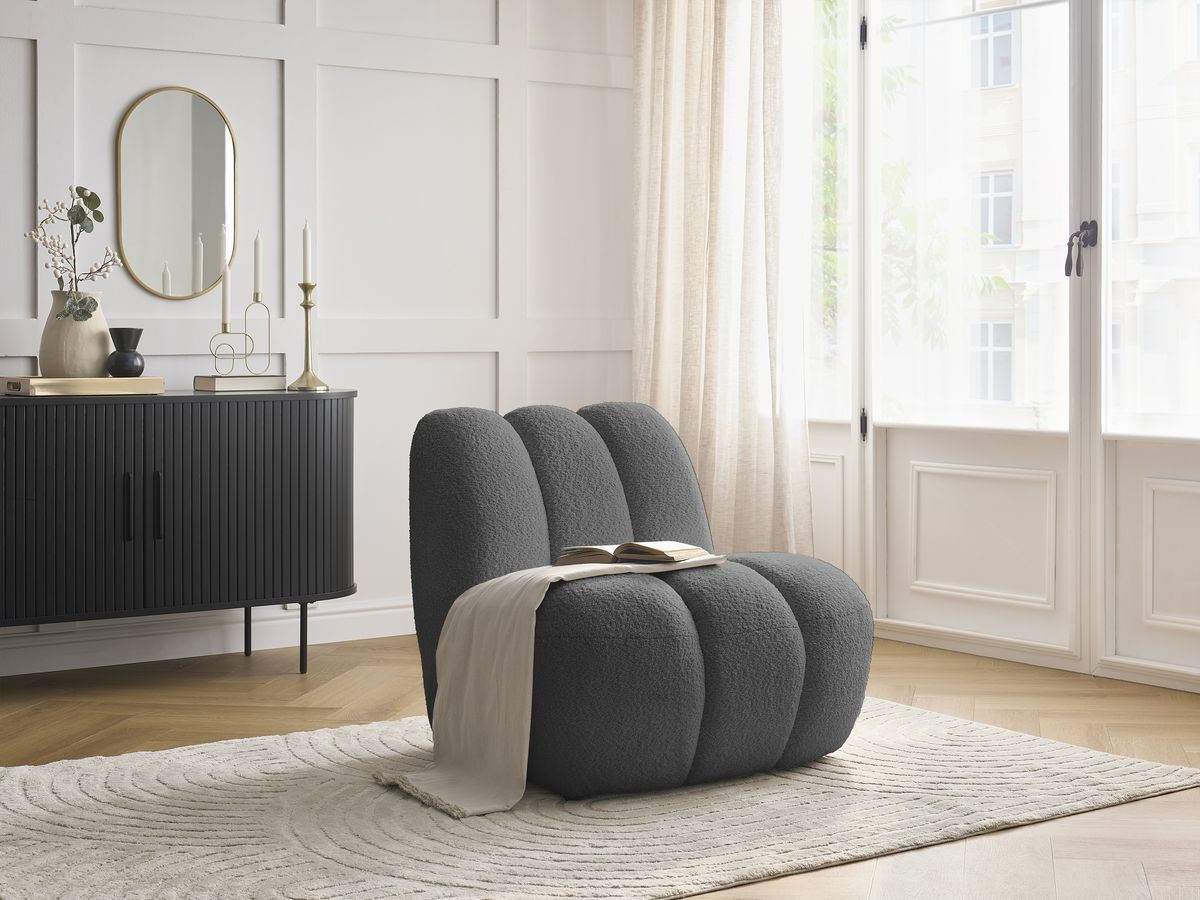 Bobochic Janissaire Sessel 81 × 90 cm Bouclé-Stoff Dunkelgrau