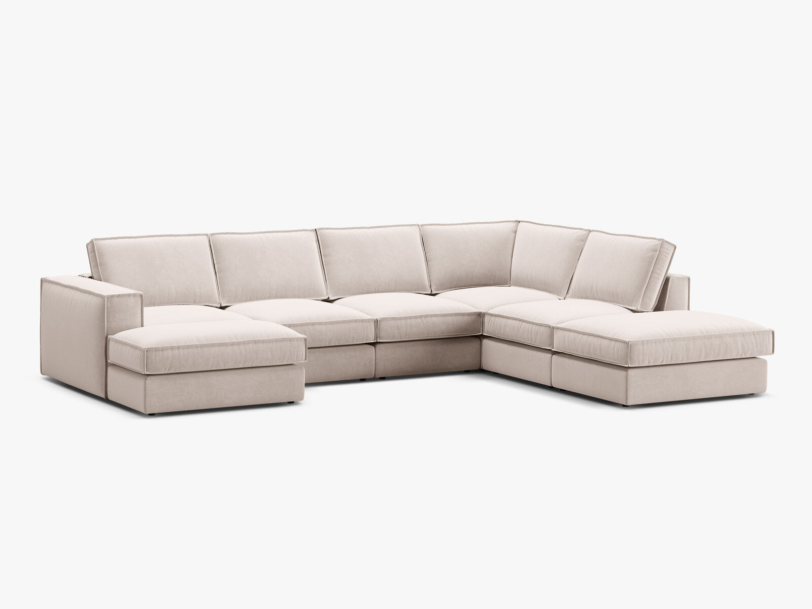 Micadoni modulares Panorama Ecksofa Pola 5-Sitzer Rechts Samt Salvador Beige